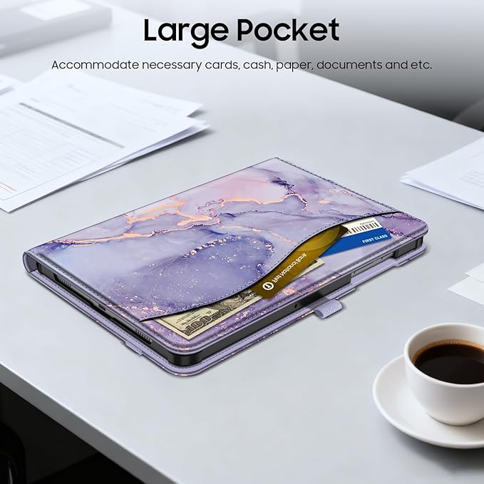 Fintie Case for Samsung Galaxy Tab A9 Plus/A9+ 5G 11 Inch 2023 Model (SM-X210/X216/X218), Multi-Angle Viewing Smart Stand Back Cover with Pocket Auto Wake/Sleep, Lilac Marble