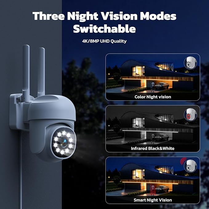 Security Cameras Wireless Outdoor,5MP Color Night Vision Home Security Camera System Wireless with Auto Tracking,Up to 10CH,360° PTZ,2-Way Audio,2.4/5GHz WiFi, for Home & Business Surveillance Kits