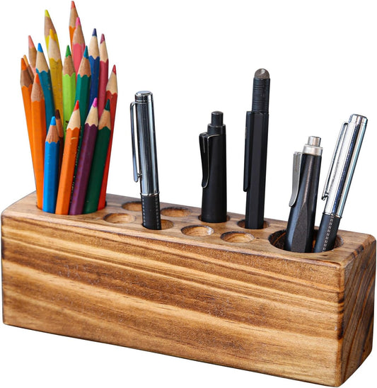 Solid Pine Wood Pen Holder for Desk â Fountain Pen Holder â Stylish Wooden Pencil Holder and Pen Desk Organizer