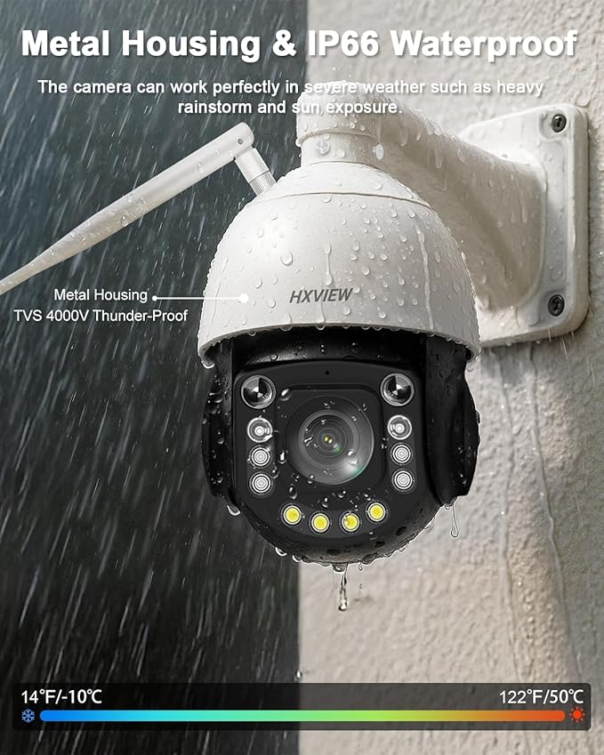 4K PTZ Security Camera Outdoor with 50X Optical Zoom, High-Speed 360° Pan & 90° Tilt, 8MP WiFi Camera with 1200FT IR Night Vision, Auto Tracking, Person/Vehicle/Pet Detection, RTSP