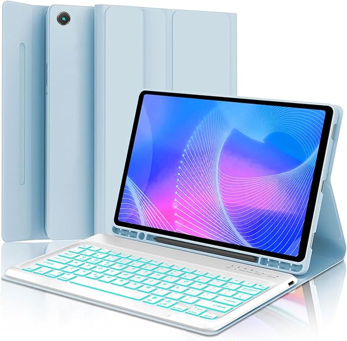 Keyboard Case for Samsung Galaxy Tab A11 Plus/ A9 Plus 11 inch (SM-X210/X216/X218) 2023, Backlite A9+ Keyboard Case with S Pen Holder for A11+(Sky Blue)