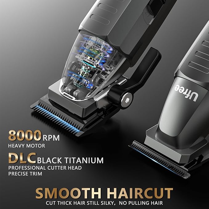 Ufree Professional Hair Clippers for Men with Bag, Mens Clippers and Trimmers Set, Barber Clippers Set, Electric Beard Trimmer, Gifts for Men, Gray
