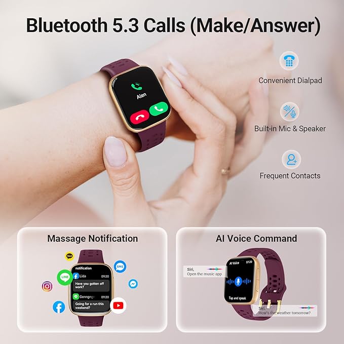 Smart Watches for Women/Men Android iPhone, [1.85" AMOLED Screen] Smartwatch Fitness Tracker 3ATM Waterproof with Bluetooth Calls, AI Control, Heart Rate/SpO2/Sleep Monitor, 7 Days Battery