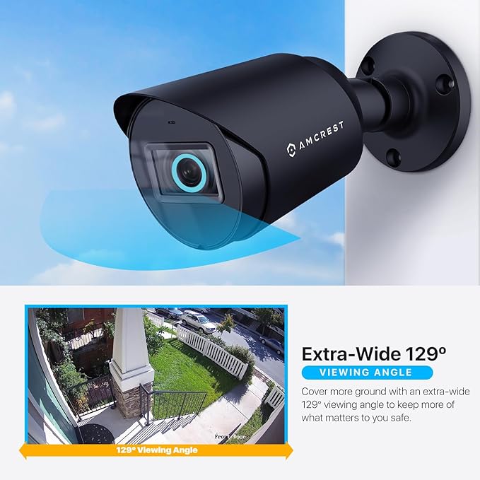Amcrest Full HD 1080P Bullet Outdoor Security Camera (Quadbrid 4-in1 HD-CVI/TVI/AHD/Analog), 2-Megapixel, 98ft Night Vision, Metal Housing, 3.6mm Lens 90° Viewing Angle, Black (AMC1080BC36-B)