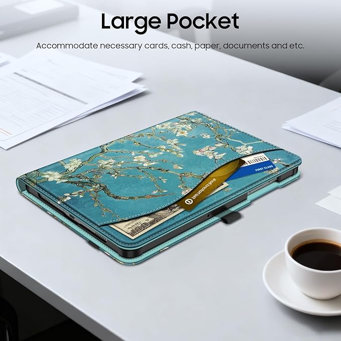 Fintie Case for Samsung Galaxy Tab A9 Plus/A9+ 5G 11 Inch 2023 Model (SM-X210/X216/X218), Multi-Angle Viewing Smart Stand Back Cover with Pocket Auto Wake/Sleep, Blossom