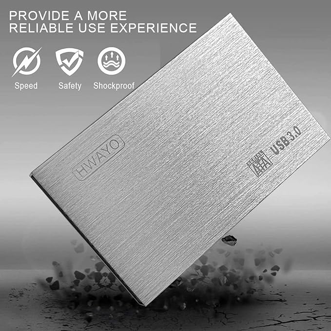2.5'' HDD 750GB Ultra Slim Portable External Hard Drive USB3.0 Storage for Xbox One Console, PC, Laptop, MacBook (Silver)