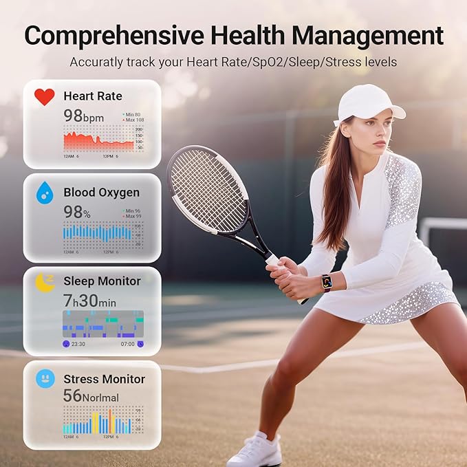 Smart Watches for Women/Men Android iPhone, [1.85" AMOLED Screen] Smartwatch Fitness Tracker 3ATM Waterproof with Bluetooth Calls, AI Control, Heart Rate/SpO2/Sleep Monitor, 7 Days Battery