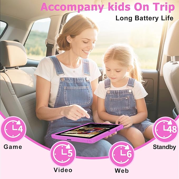 Kids Tablet 7 inch Toddler Tablet for Kids 3-7 32GB Android Tablets for Toddlers with Case WiFi Parental Control Dual Camera GMS Certified Toddler Learning Tablets Chritmas Gifts for Children (Pink)