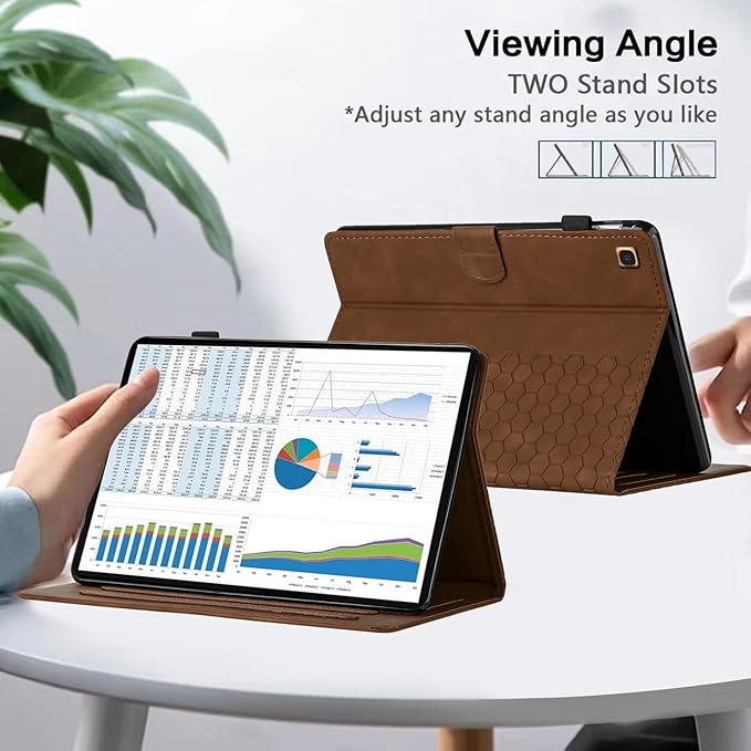 Case for Samsung Galaxy Tab A 10.1 2019 Model SM-T510/T515, Multi-Angle Viewing Smart Stand with Pocket PU Leather Tablet Cases Flip Folio Cover Brown