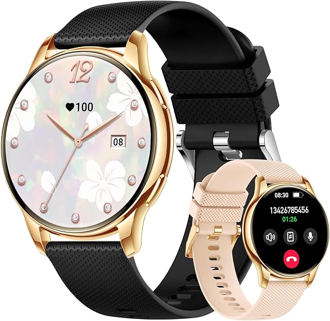 Smart Watches for Women Men, 1.3" Fitness Tracker Watch with Heart Rate/Sleep Monitor/Spo2/100+ Sports/Bluetooth Call/DIY Watch Face, Smartwatch for Android Phones/iPhone (Black)