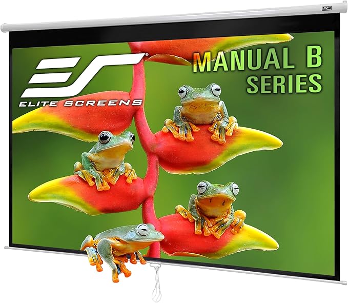 Elite Screens Manual B, 80-INCH Manual Pull Down Projector Screen 4K/8K Home Theater Movie Gaming Projection Screen, M80H
