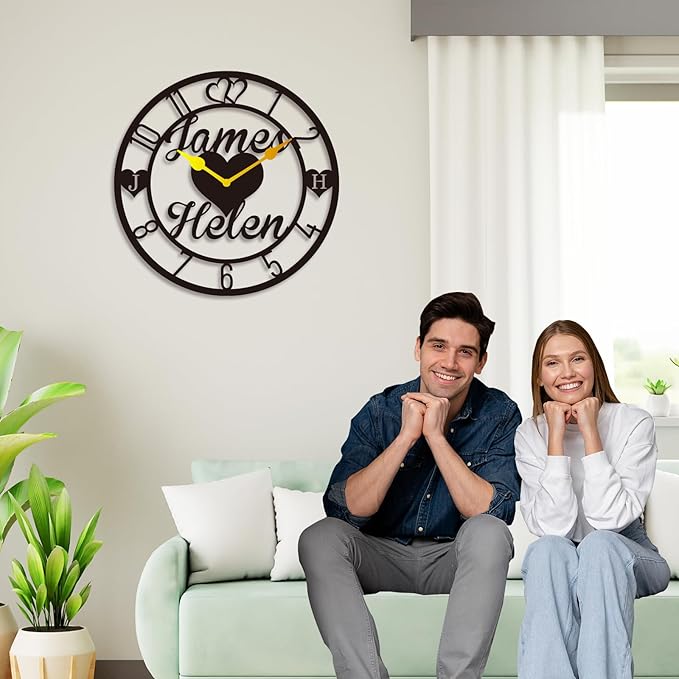 Personalized Metal Clock Sign, Custom Metal Clock,Personalized Gift, Black Gold and Silver Color Options, Housewarming Gift, Living Room Decor
