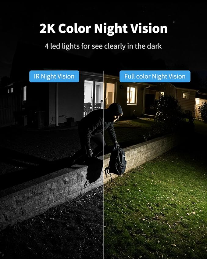 Camera for Home Security System with 360° Panoramic View, Spotlight Night Vision, Able to Connect Hub (not Included), No Subscription