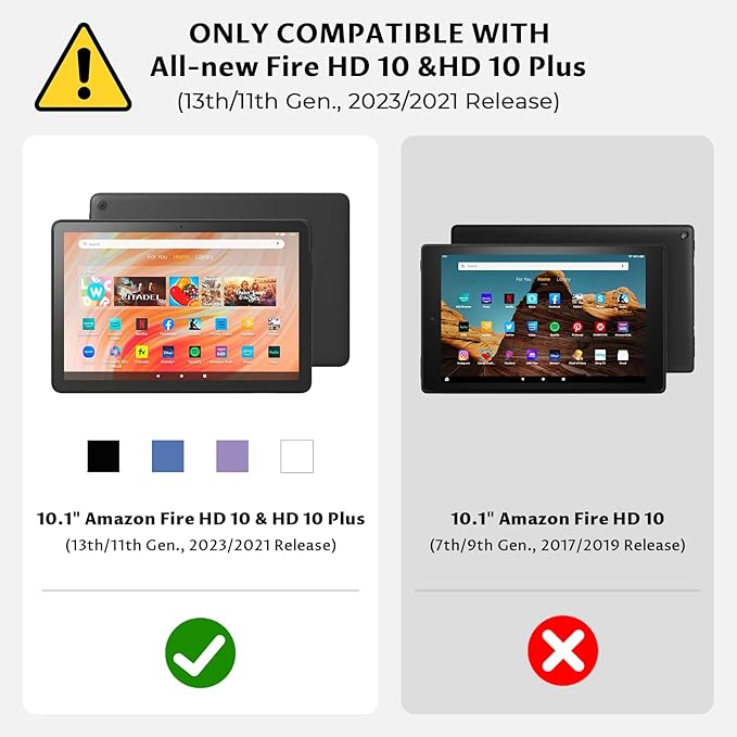 VORI Case for All-New Amazon Kindle Fire HD 10 Tablet (13th/11th Generation 2023/2021 Release) and Fire HD 10 Plus - Slim Folding Stand Folio Cover with Auto Wake/Sleep & Hand Strap, Protea