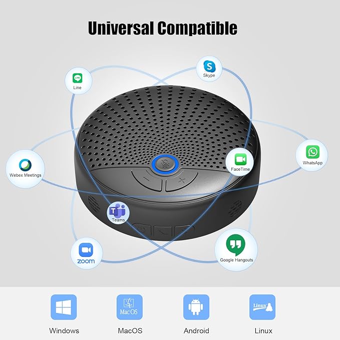 CM900 Conference Speaker and Microphone, 4 AI Mics 360° 20ft (7m) Voice Pickup, Noise Reduction, USB C & Bluetooth 5.3 (20m & 66ft) Speakerphone for 16 People, Compatible with Leading Platforms