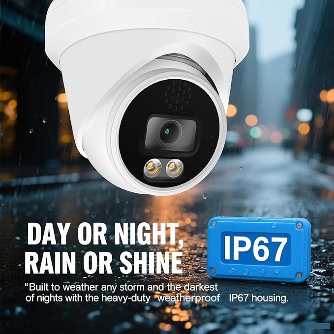 Real HD 6MP Add-On Full Color Night Vision Dome IP Camera for IP NVR Systems, with Visiable White Lights, 105° Viewing Angle, Outdoor, Compatible with Ⲏіk NVR, NDAA Compliant