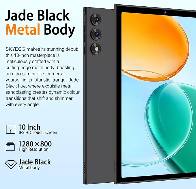 2025 Android 15 Tablet 10.1 Inch Tablets, 30GB RAM 128GB ROM 1TB Expand, 8000mAh Battery, BT5.0, 2.4/5G Wi-Fi 6, Metal Body with Keyboard & Mouse, Gemini AI, Widevine L1 HD IPS Display - Black