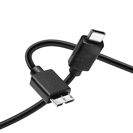 External Hard Drive Cable Micro B to USB C Cord for Western Digital WD My Passport Ultra, Seagate, Toshiba Canvio, UnionSine, LaCie USB 3.0 Micro B Cable for iPhone 16 15, PC, Mac, MacBook,Samsung