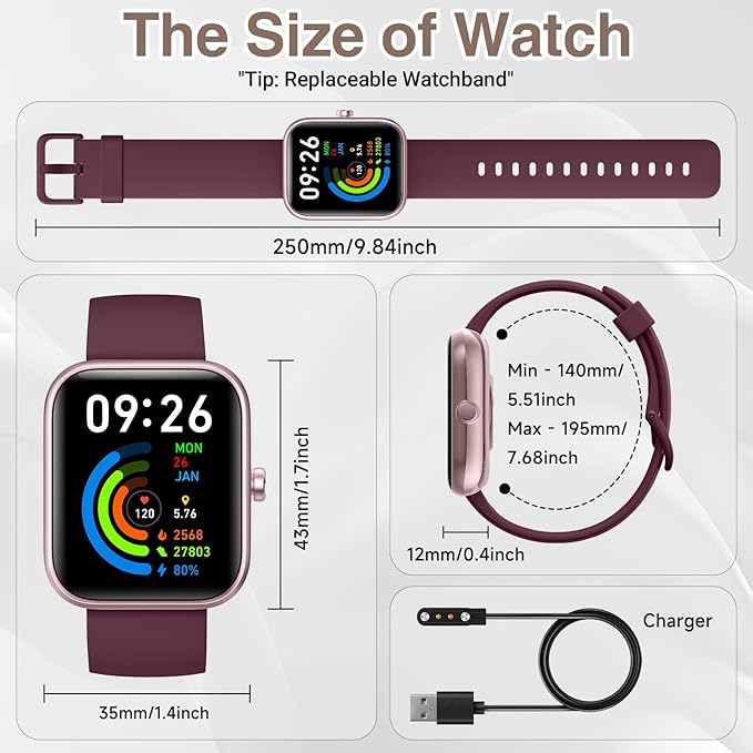 Smart Watch for Women Men with Bluetooth Call, Alexa Built-in Smartwatch, 1.83"DIY Dial Fitness Watch with Sleep Heart Rate Monitor, 110+ Sport Modes, IP68 Waterproof Watch Compatible with Android iOS