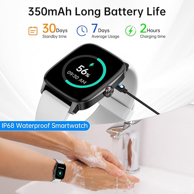 Smart Watches for Women Men with Bluetooth Call & AI Voice, 1.85" HD Fitness Tracker with Heart Rate SpO2 Sleep Monitor, 100+ Sports Modes,Mini Games, IP68 Waterproof Smartwatch for Android iOS Phones