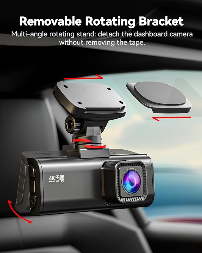 REDTIGER 4K Dash Cam Front and Rear, STARVIS 2 Sensor, 64GB Card Included, 4K/2.5K+1080P Dual Dash Camera for Cars Built-in WiFi GPS, 3.18 Inch IPS Screen, 170° Wide Angle, Parking Monitor (F7N Pro)