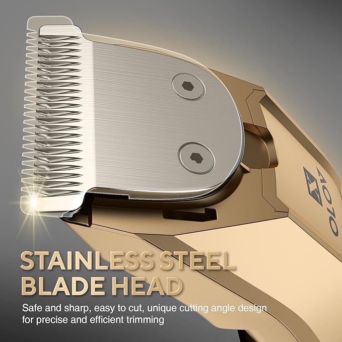 Men's Beard Trimmer- All-in-One Trimmer with Precision Dial - Premium Facial Hair Groomer - Adjustable 20 Length Setting, USB Recharge Dock, Cordless Waterproof Wet/Dry Clipper, Gold