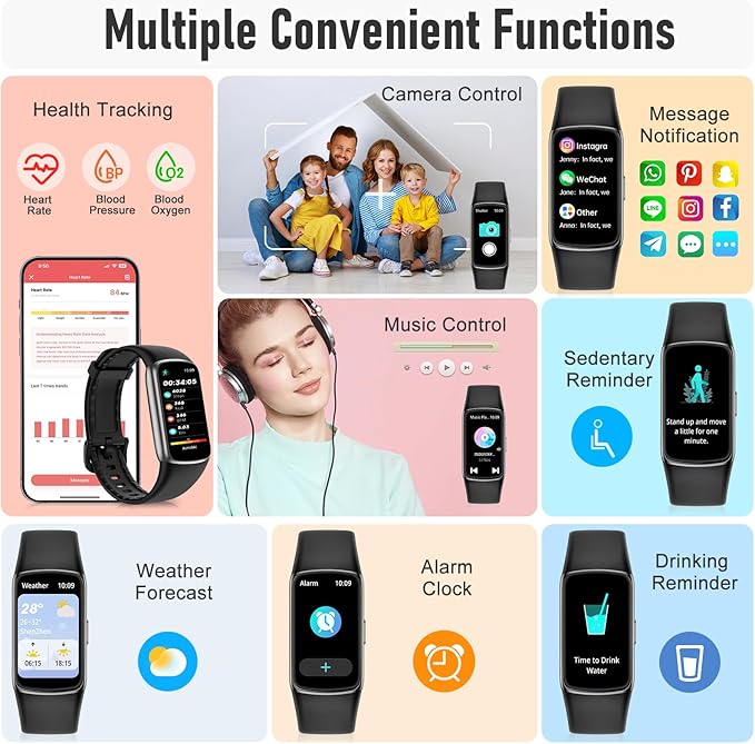 Fitness Tracker with 24/7 Heart Rate, Blood Pressure Blood Oxygen Sleep Monitor, 123 Sports Modes Calories Smart Watch,IP68 Waterproof Step Counter Activity Trackers Pedometer for Women Men