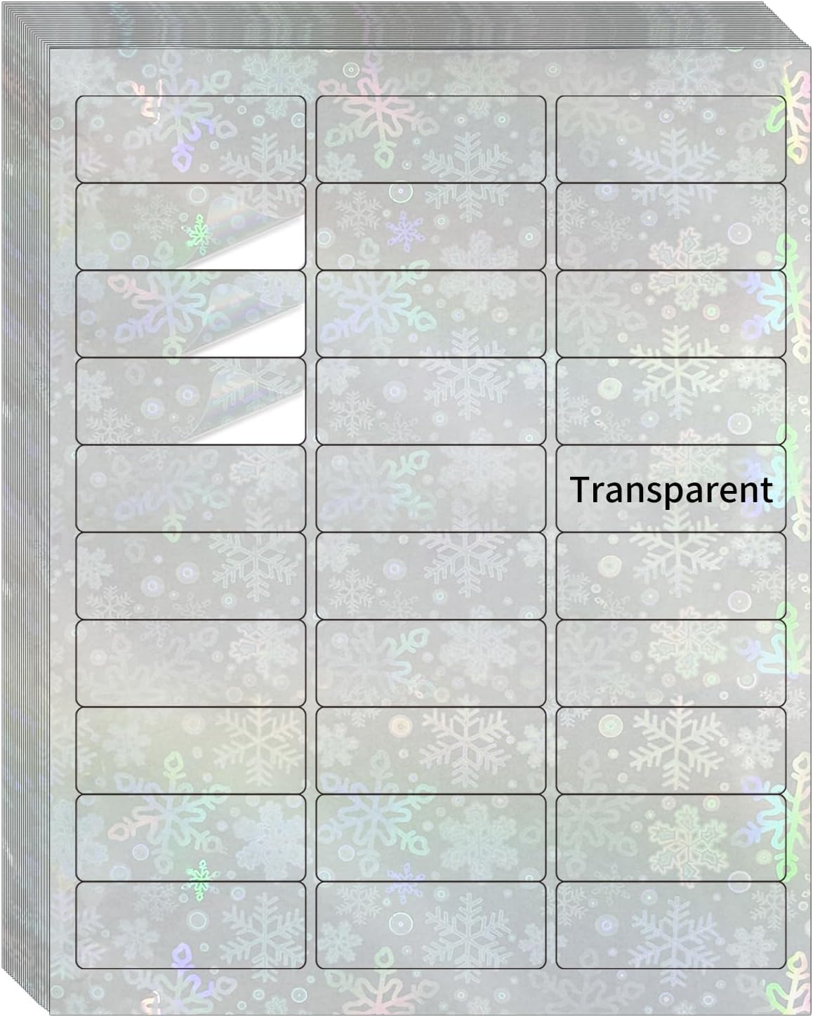 STARLIBOO Transparent Stickers Labels -1" x 2-5/8" Clear Address Labels Mailing Stickers for Laser/Inkjet Printer 8.5"Ã11"- 20 Sheet (Clear Holographic Snow)