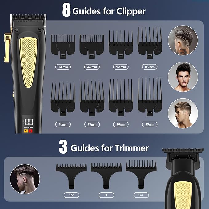 Professional Hair Clippers for Man,Hair Clippers Electric Shavers Razor T-Blade Hair Trimmer, 3 in 1 Cordless Barber Trimmer Bald Shavers LED Display Gifts