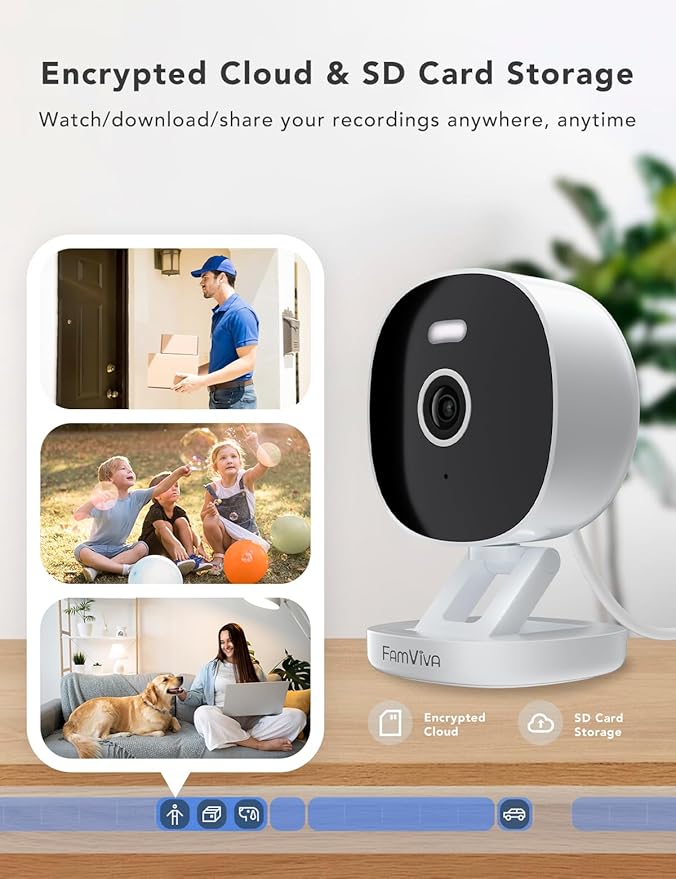 2K Security Camera, Outdoor/Indoor for Home, Pet, Baby, Nanny, IP65 Wterproof Color Night Vision, White Light & Siren, Recording, Motion Detection, Compatible with Alexa,White-2P