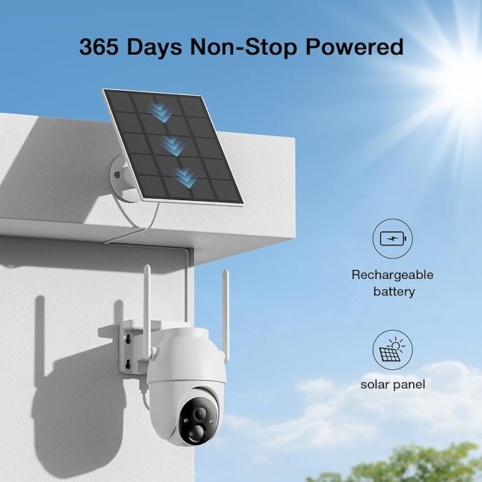 Solar Security Cameras Wireless Outdoor, 64GB Local Storage, 2K/4MP Home Security Camera System, 4-Cam Kit, 2.4G & 5GHz WiFi, AI Motion Detection, 360° View