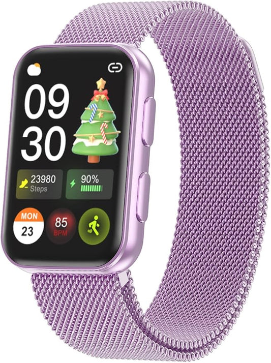MorePro Health Fitness Tracker with Blood oxy-gen Monitor and 24/7 Heart Rate and Blood Pressure, Sleep Monitor, 120+ Sport Modes Waterproof Fitness Watch for Women Men Android iOS, Orchid Purple