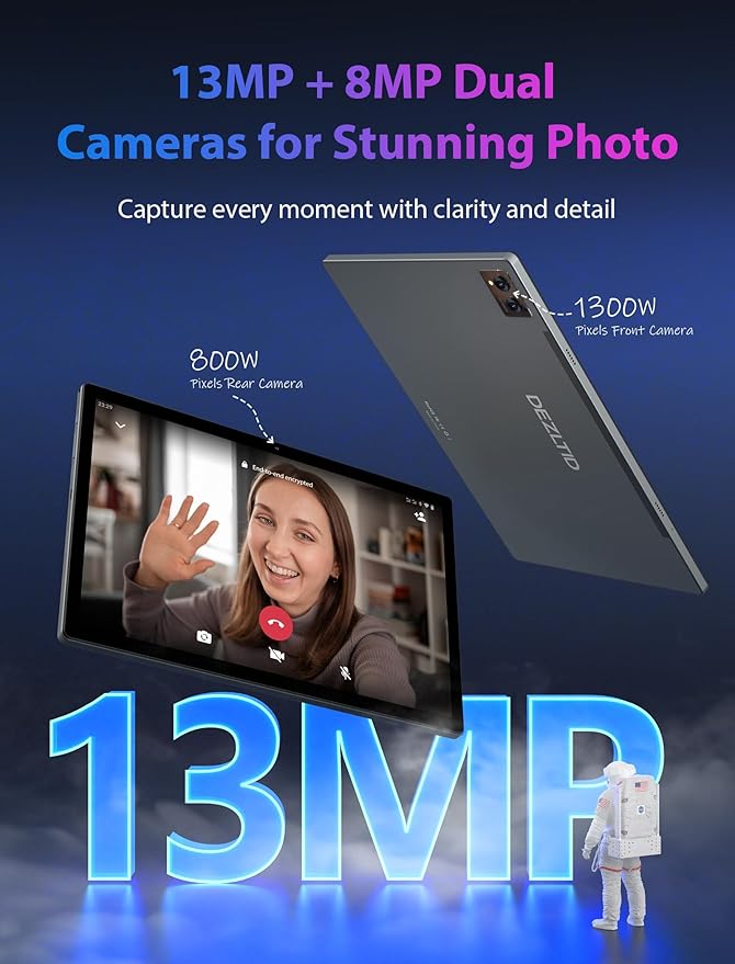 2025 Tablet 14 inch Android 14 Tablets - 2K Tablet (2000x1200), 36GB+256GB(1TB TF), 11580mAh, 8-Core 2.0GHz, 5G/2.4G Dual WiF,8+13MP, 4 Speakers,Split Screen, GPS with Stylus - Gray