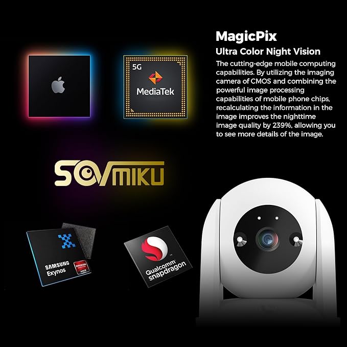 Sovmiku 2CB2 2k AI Tracking Security Camera for Home,Pet Camera Indoor, Baby Monitor,360° View Pan/Tilt Surveillance Camera, Two Way Audio,Night Vision,Easy to Setup,Audible Alarm,2.4GHz Wi-Fi,SD Slot