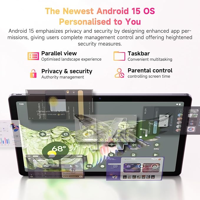 CHUWI Hi10 XPro Android 15 Tablet 10.1‘’, 8GB RAM 128GB ROM, Unisoc T606 Octa-Core, HD IPS Touchscreen Tablet PC,13MP+5MP Camera, Widevine L1,7000mAh,4G LTE, 5G WiFi, GPS,BT 5.0,Type-C, with Case
