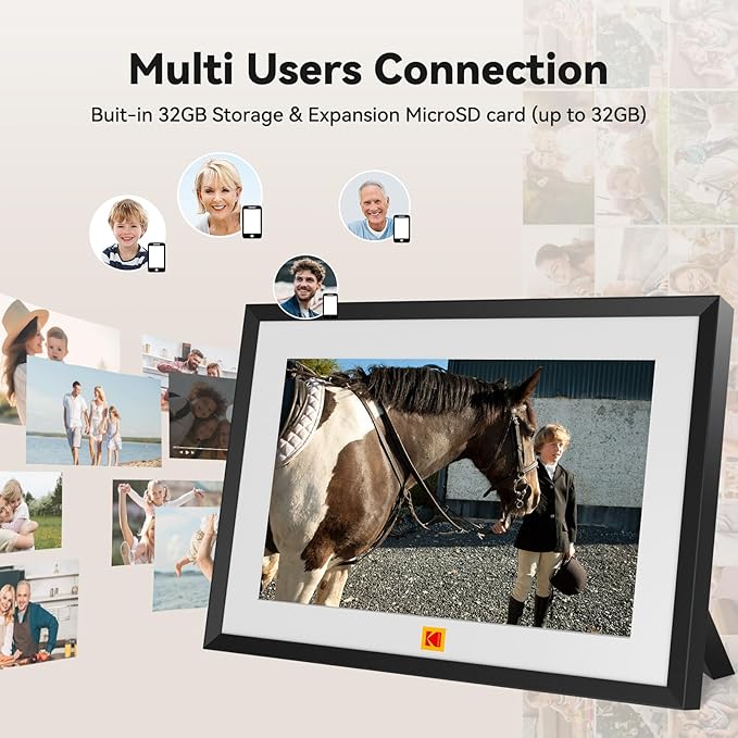 KODAK 10.1 Inch WiFi Digital Picture Frame,1280x800 HD IPS Touch Screen, Electronic Smart Photo Frame with 32 GB Memory, Auto-Rotate, Instantly Share Photos/Videos Anywhere