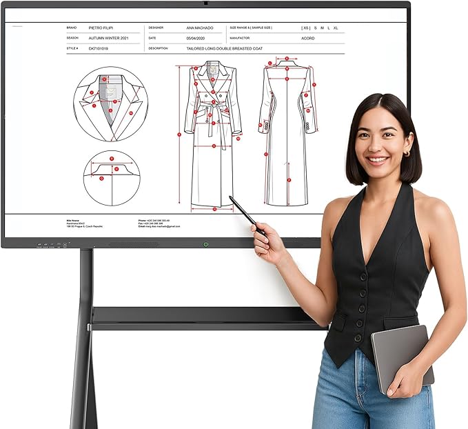 55" Smart Board, Interactive Whiteboard, 4K UHD Touchscreen, Android 13, 8+128G, All in One Smartboard for Classroom Office Home (Wall Mount Included)