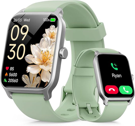 Smart Watches for Women with Alexa & Bluetooth Call,1.85" HD Screen Fitness Tracker,30-Day Battery, Heart Rate/Sleep/SpO2 Monitor,100+ Sports Modes,2ATM Waterproof Smartwatch for Android iPhone(Green)