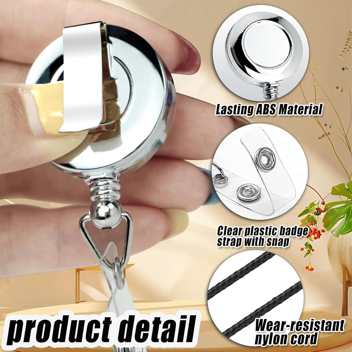 30 Pack Badge Holders, Silver Retractable Badge Reels, Durable Metal Spring Clip (Silver) - 24 Inch Retractable Cord Lanyard