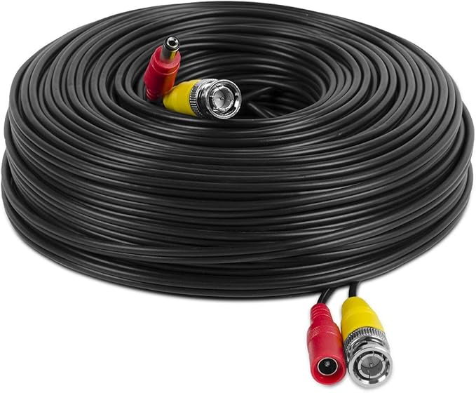 Amcrest 4K Security Camera Cable 100FT BNC Cable, Camera Wire CCTV, Pre-Made All-in-One Video and Power Cable for Security Camera, HDCVI, HDTVI Camera, Analog, DVR (SCABLE4K100B-PP)