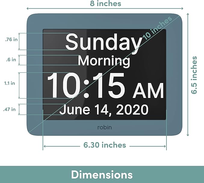 Robin Clock 2024 with Day and Date for Elderly, Clocks for Seniors, Dementia Clock, Digital Calendar Clock Elderly, Bedside Clocks Seniors, Alzheimers Products, Dementia Clocks Extra Large, Winter Day