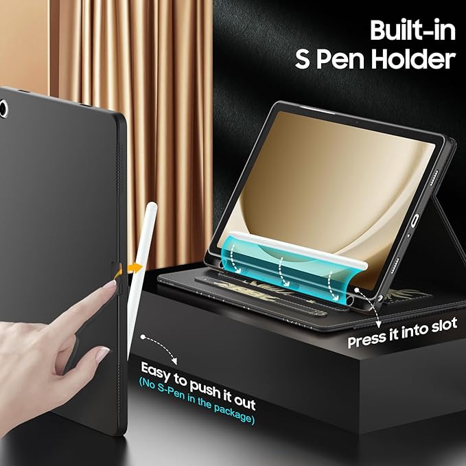OKP Case for Samsug Galaxy Tab A9+ Plus 11 inch 2024(SM-X210/X216/X218), PU Leather Folio Cover with Multi-Angle Stand//Pen Holder, Auto Wake/Sleep Case for Galaxy A9+ 11" Tablet (Sun Moon)