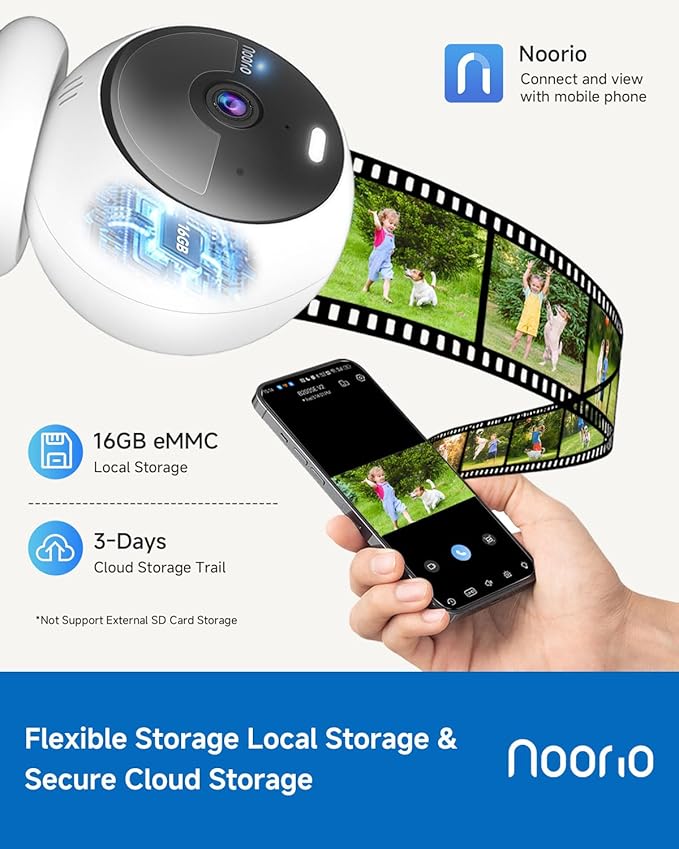 Noorio Security Cameras Wireless Magnetic, 2K+ Indoor Outdoor Camera for Home Battery Powered, Smart Motion Detection Outdoor Pet Camera, Free Local Storage MagCam, 2.4G WiFi, B211S