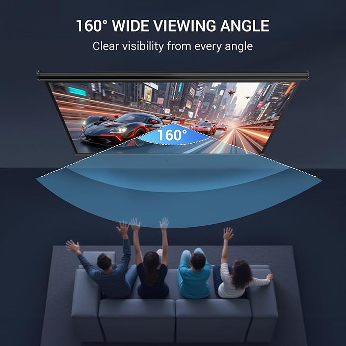 ZENY Portable Projector Screen Pull Down, 100 Inch 16:10 Video Projection Screen Home Theater, Retractable Projector Screen, Moive Screen Indoor Outdoor, Wall Mount (100'' 16:10 Black)