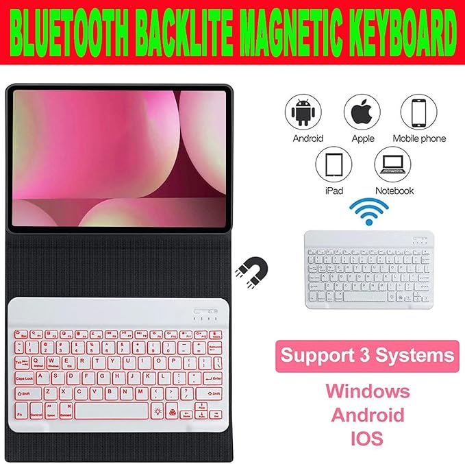 Keyboard Case for Samsung Galaxy Tab 10 FE Plus 13.1inch, S10 FE+ Smart Keyboard Case Magentic Cover with S-Pen Holder, Rose Gold