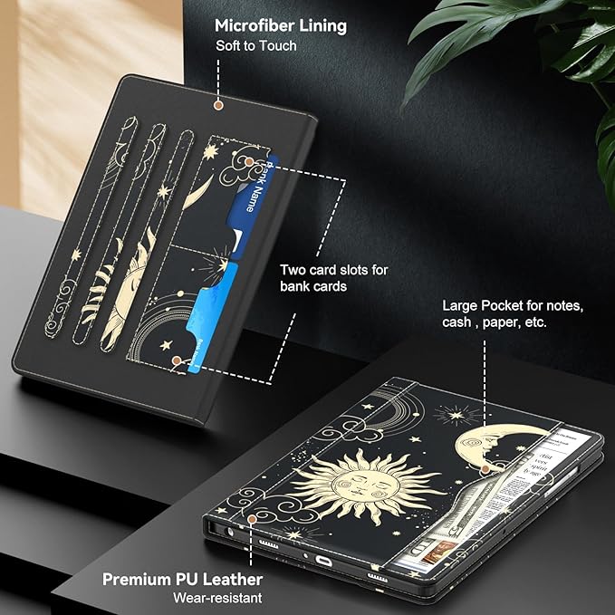 OKP Case for Samsug Galaxy Tab A9+ Plus 11 inch 2024(SM-X210/X216/X218), PU Leather Folio Cover with Multi-Angle Stand//Pen Holder, Auto Wake/Sleep Case for Galaxy A9+ 11" Tablet (Sun Moon)