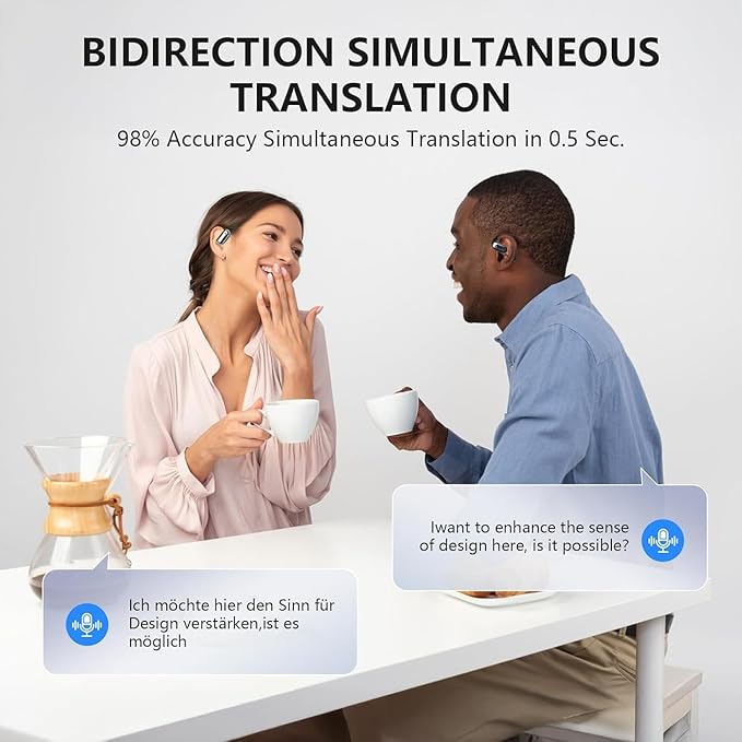 Translation Earbuds Real Time - AI 144 Language Translator Earbuds, Audifonos Traductores Inglés Español, 3-in-1 Translating Device, Translate Ear Buds for Travel Business Learning with Charging Case