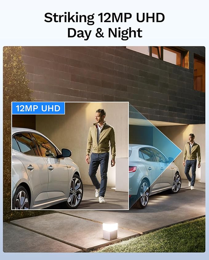 LongPlus 12MP Wired Home Security Camera System, 4pcs 12 Megapixel UHD PoE Surveillance Cameras, Person Vehicle Detection, Spotlight Color Night Vision, 8CH NVR with 2TB HDD, LP12ME84B1