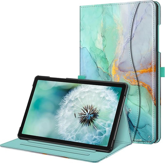 Fintie Case for Samsung Galaxy Tab A9 Plus/A9+ 5G 11 Inch 2023 Model (SM-X210/X216/X218), Multi-Angle Viewing Smart Stand Back Cover with Pocket Auto Wake/Sleep, Emerald Marble