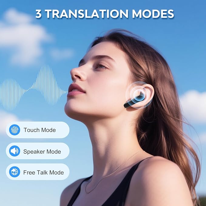 Translation Earbuds,Real Time Noise Cancelling Wireless Earbuds,144 Translation Languages Bluetooth Headphones,Fast Reaction Translation Device (Black)